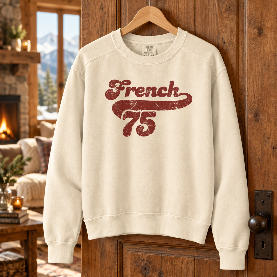 French 75 Vintage Cocktail Crewneck | Garment-Dyed Boxy Sweatshirt