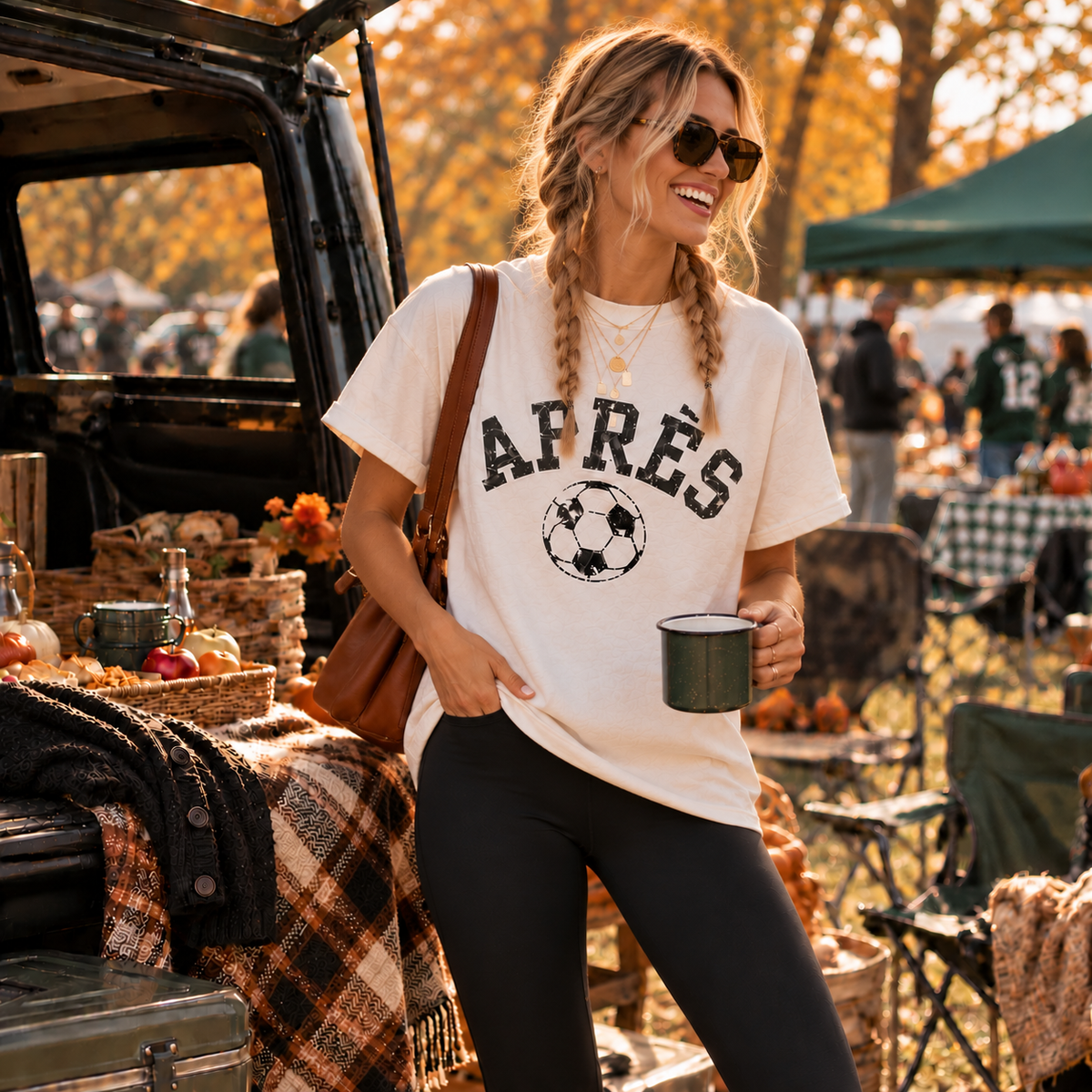 Après Soccer Ball Tee | Vintage Soccer Graphic | Elevated Soccer Mom Shirt