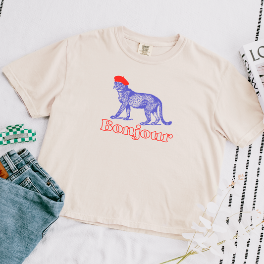 Bonjour Cheetah: Boxy Cotton Tee