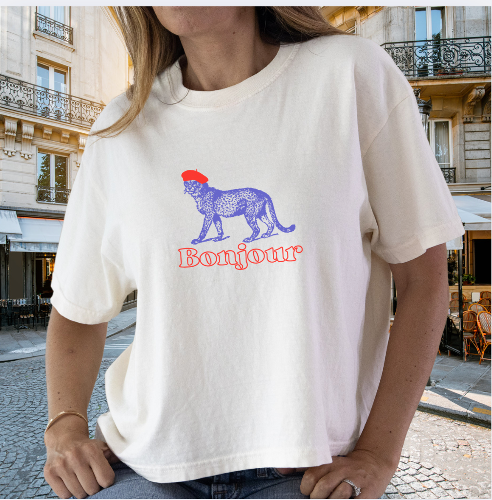 Bonjour Cheetah: Boxy Cotton Tee