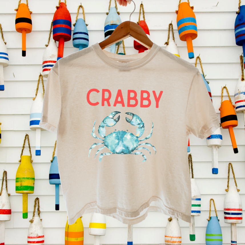 Coastal CRABBY - Aqua Blue Crab Tee