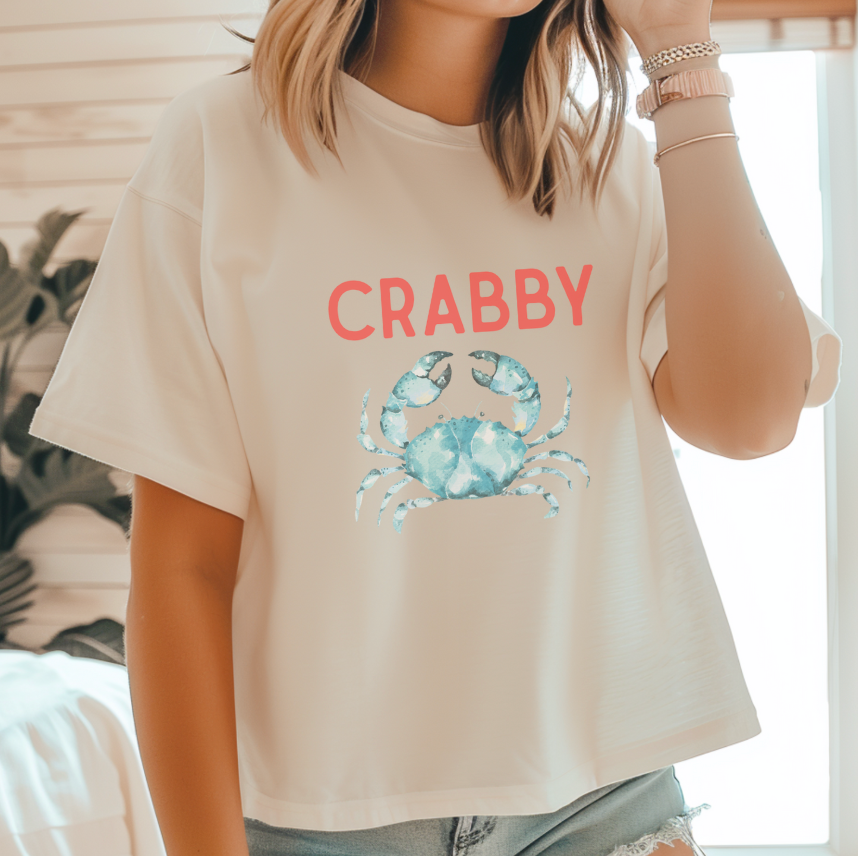 Coastal CRABBY - Aqua Blue Crab Tee