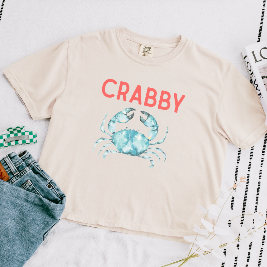 Coastal CRABBY - Aqua Blue Crab Tee