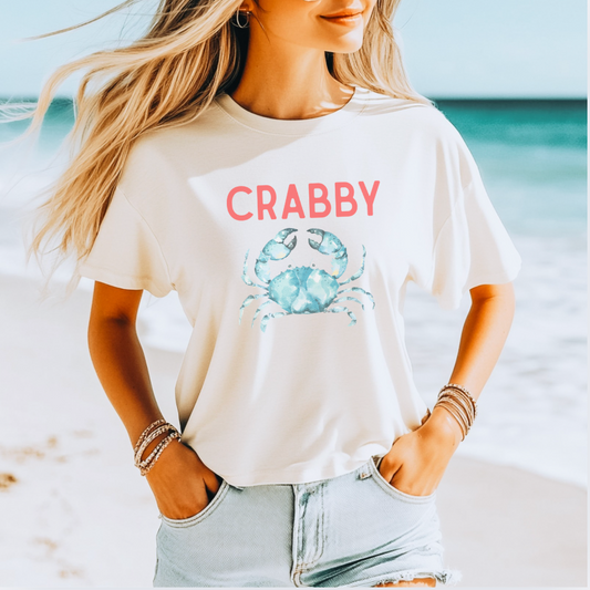 Coastal CRABBY - Aqua Blue Crab Tee