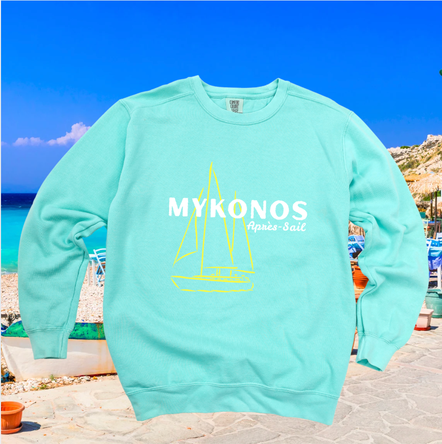 Après-Sail Mykonos Lightweight Crewneck - Summer Coastal Style