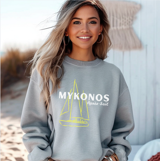 Après-Sail Mykonos Lightweight Crewneck - Summer Coastal Style