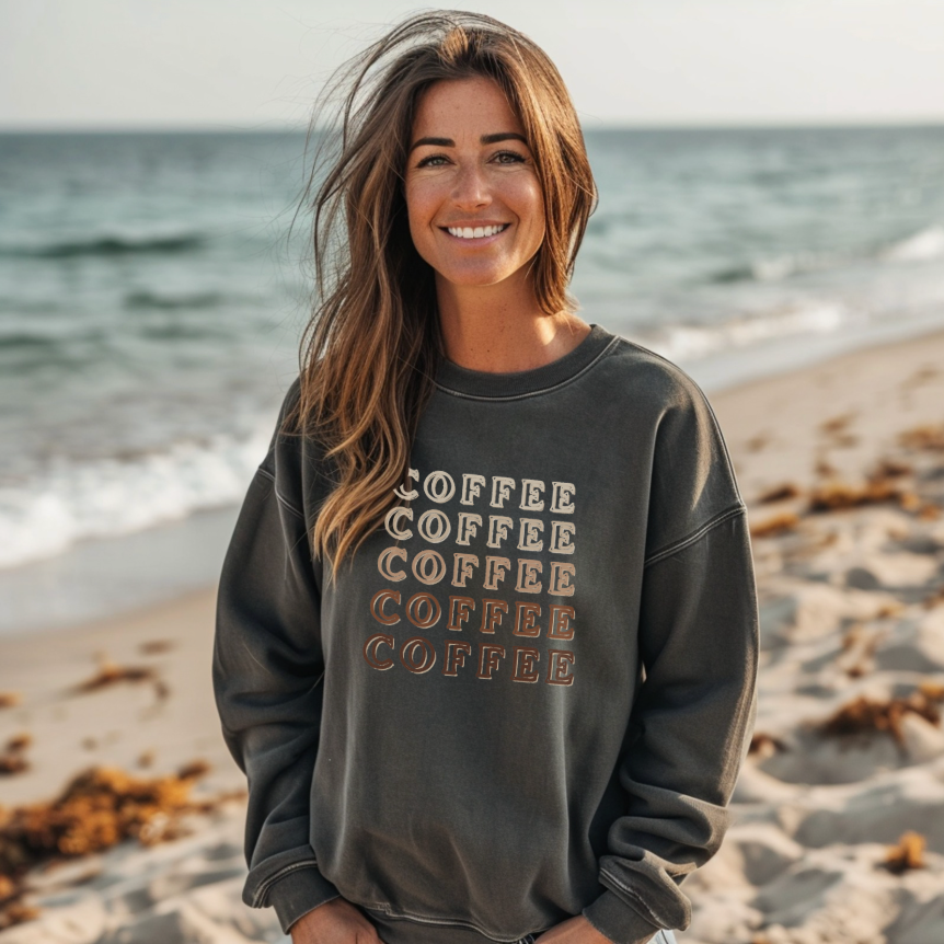 Coffee x5 - Cozy Lightweight Cotton Crewneck