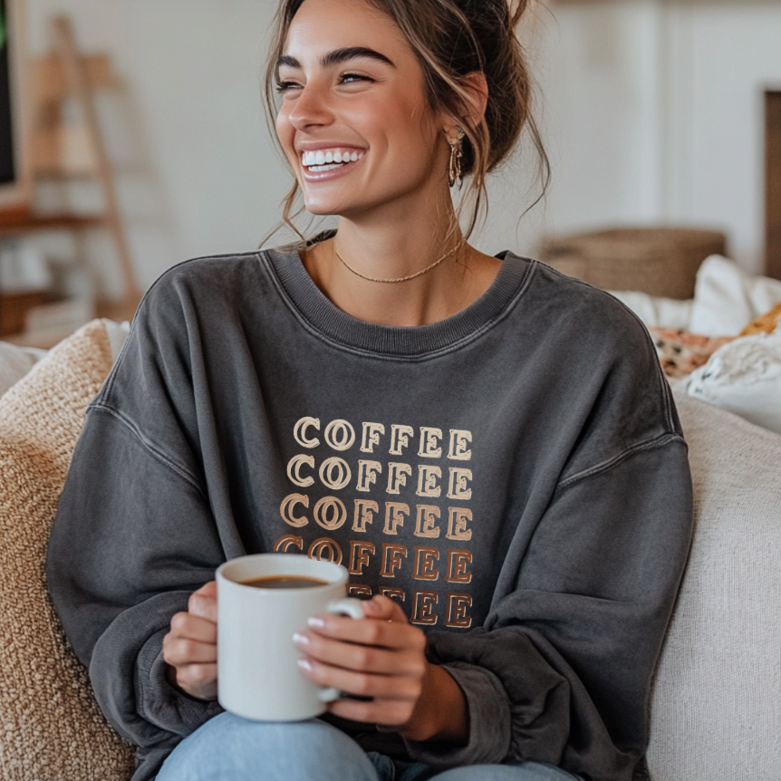Coffee x5 - Cozy Lightweight Cotton Crewneck