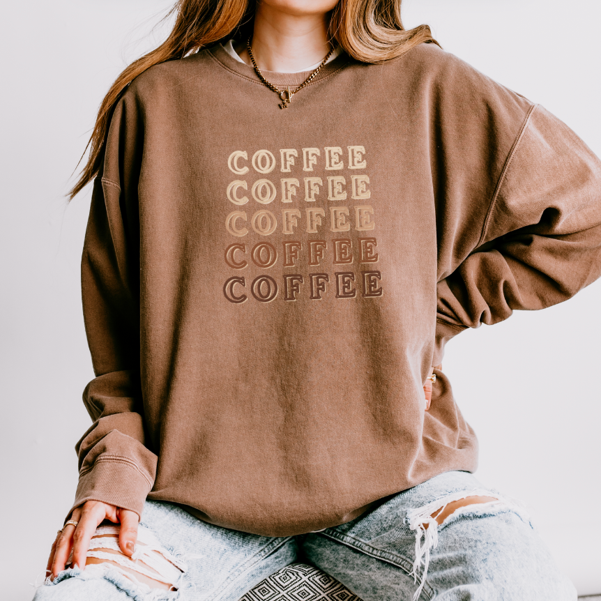 Coffee x5 - Cozy Lightweight Cotton Crewneck