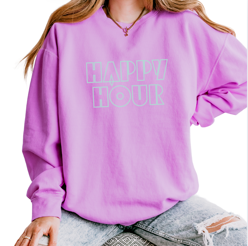 Happy Hour Crewneck Sweatshirt -Lightweight Summer Cotton