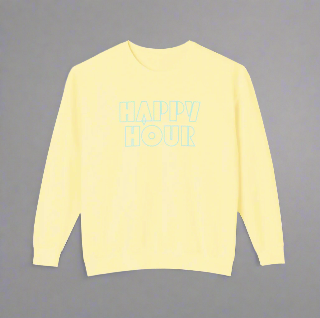 Happy Hour Crewneck Sweatshirt -Lightweight Summer Cotton