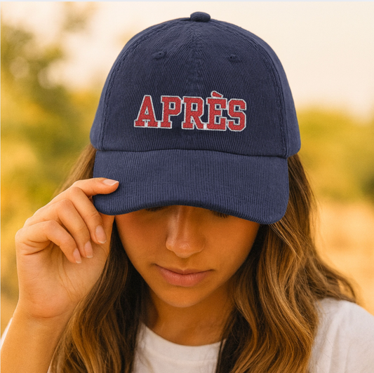 Navy Corduroy "Après" Embroidered Cap
