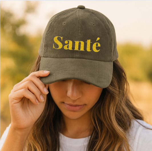 'Santé' Embroidered Corduroy Cap