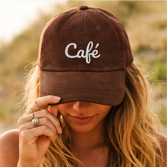 Vintage Embroidered Café Corduroy Cap