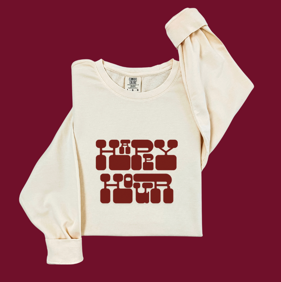 Happy Hour Retro Lightweight Crewneck