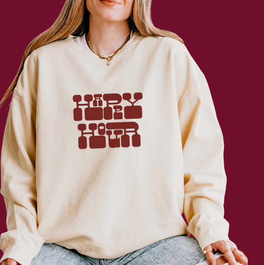 Happy Hour Retro Lightweight Crewneck