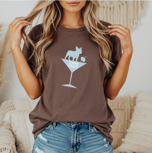 Frenchie Martini Tee – Elevated Oversized Graphic T-Shirt for Women
