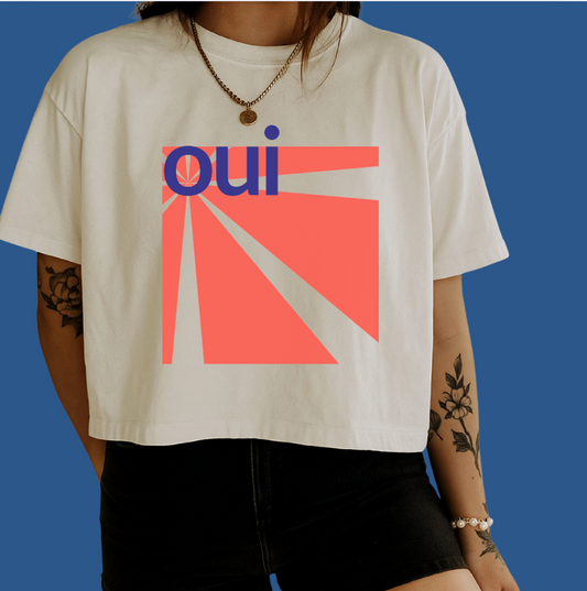 Oui Geometric Design Boxy Ivory Tee