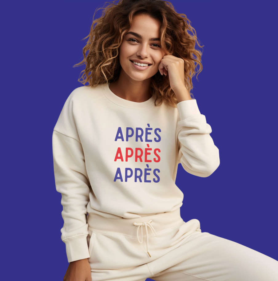 Chic Après Red & Blue Graphic Cozy Sweatshirt