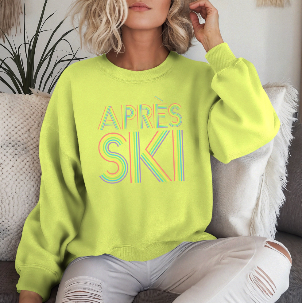 Neon Graphic Après-Ski Crewneck – Retro 80's