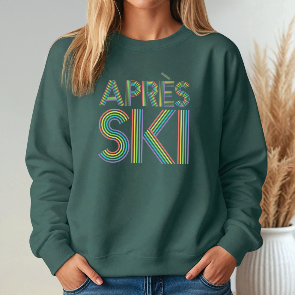 Neon Graphic Après-Ski Crewneck – Retro 80's