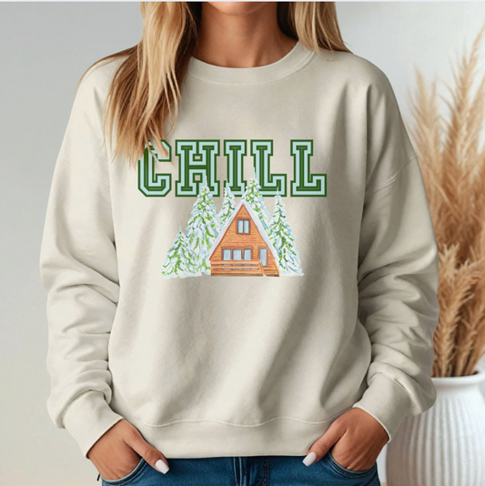 CHILL Chalet Crewneck – Cozy Alpine Winter Sweatshirt