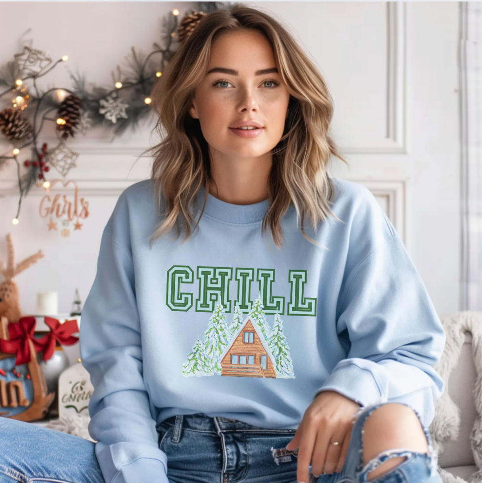 CHILL Chalet Crewneck – Cozy Alpine Winter Sweatshirt