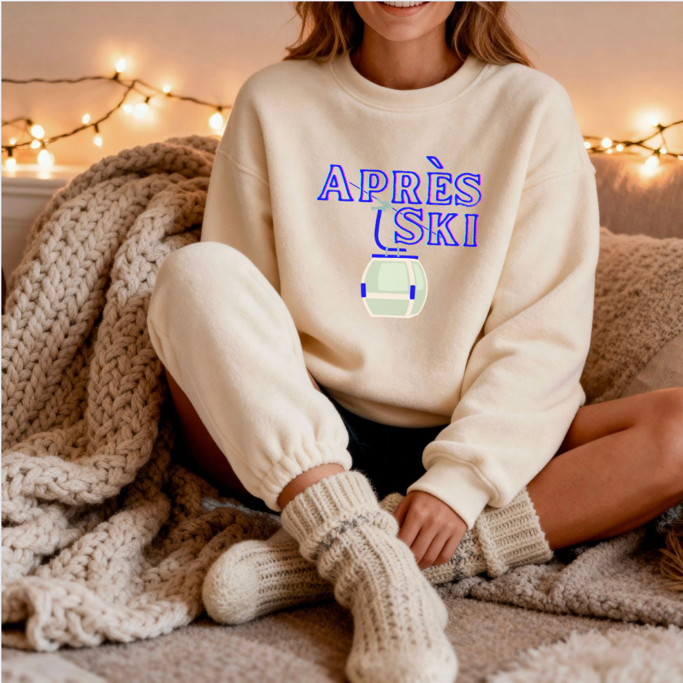 Après Ski Sweatshirt - Cozy Ski Lodge Pullover with Gondola Graphic