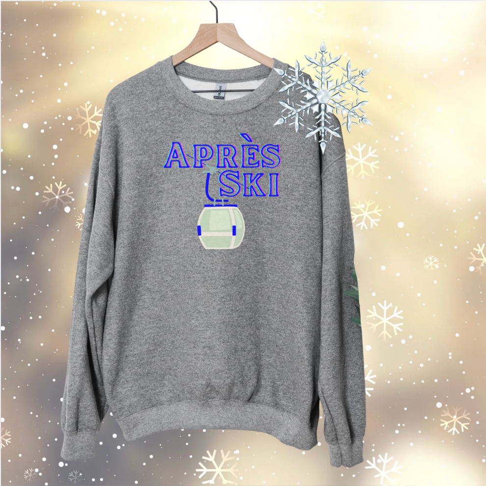 Après Ski Sweatshirt - Cozy Ski Lodge Pullover with Gondola Graphic