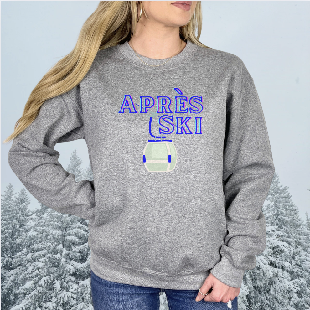 Après Ski Sweatshirt - Cozy Ski Lodge Pullover with Gondola Graphic