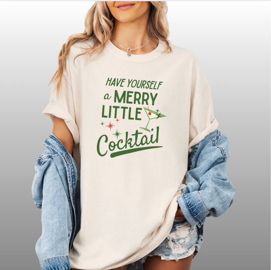 Merry Little Cocktail T-Shirt — Funny Holiday Graphic Tee