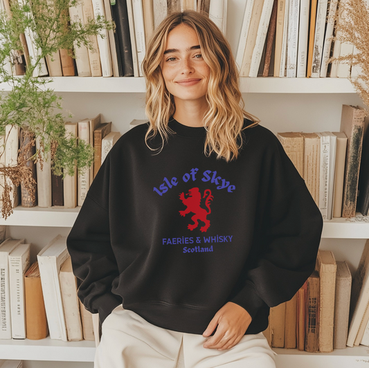 Isle of Skye Crewneck — Faeries & Whisky Scotland Graphic Sweatshirt