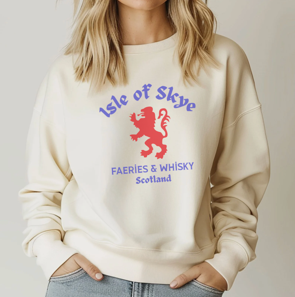 Isle of Skye Crewneck — Faeries & Whisky Scotland Graphic Sweatshirt