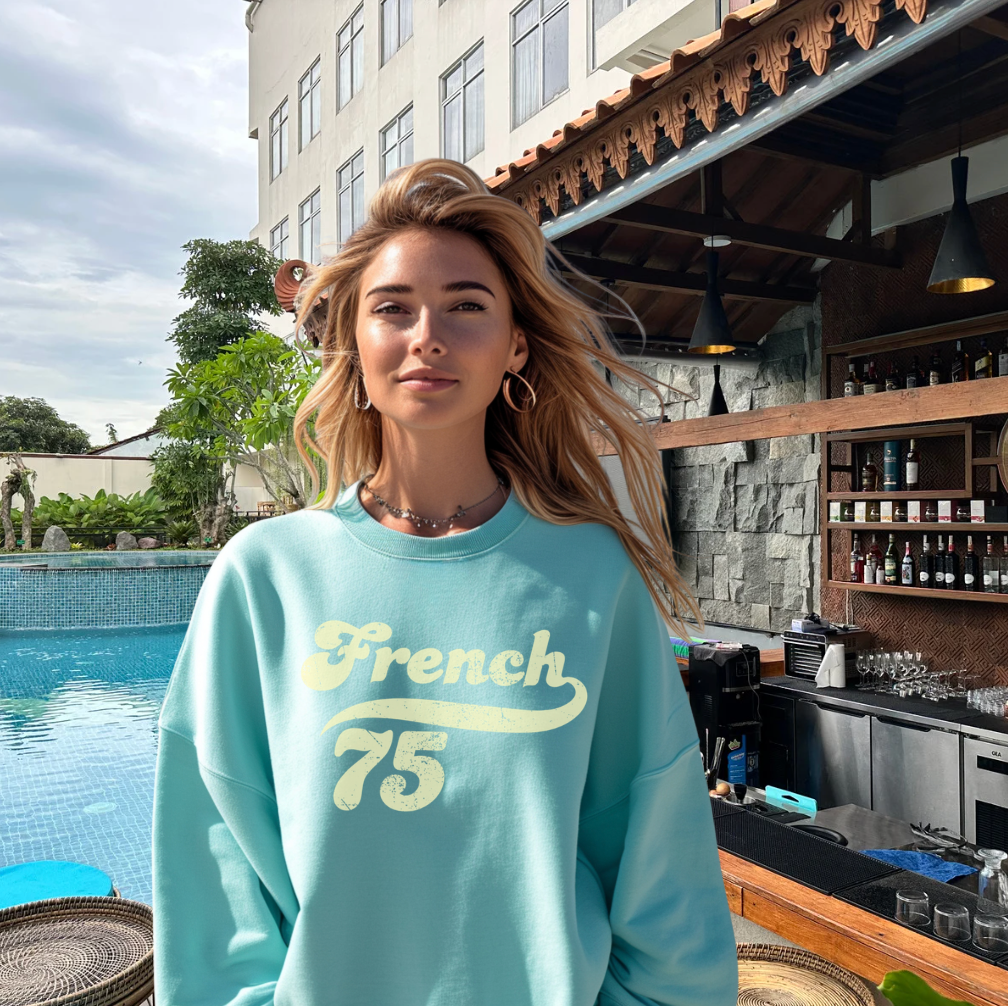 French 75 Retro Graphic - Lightweight Cotton Crewneck