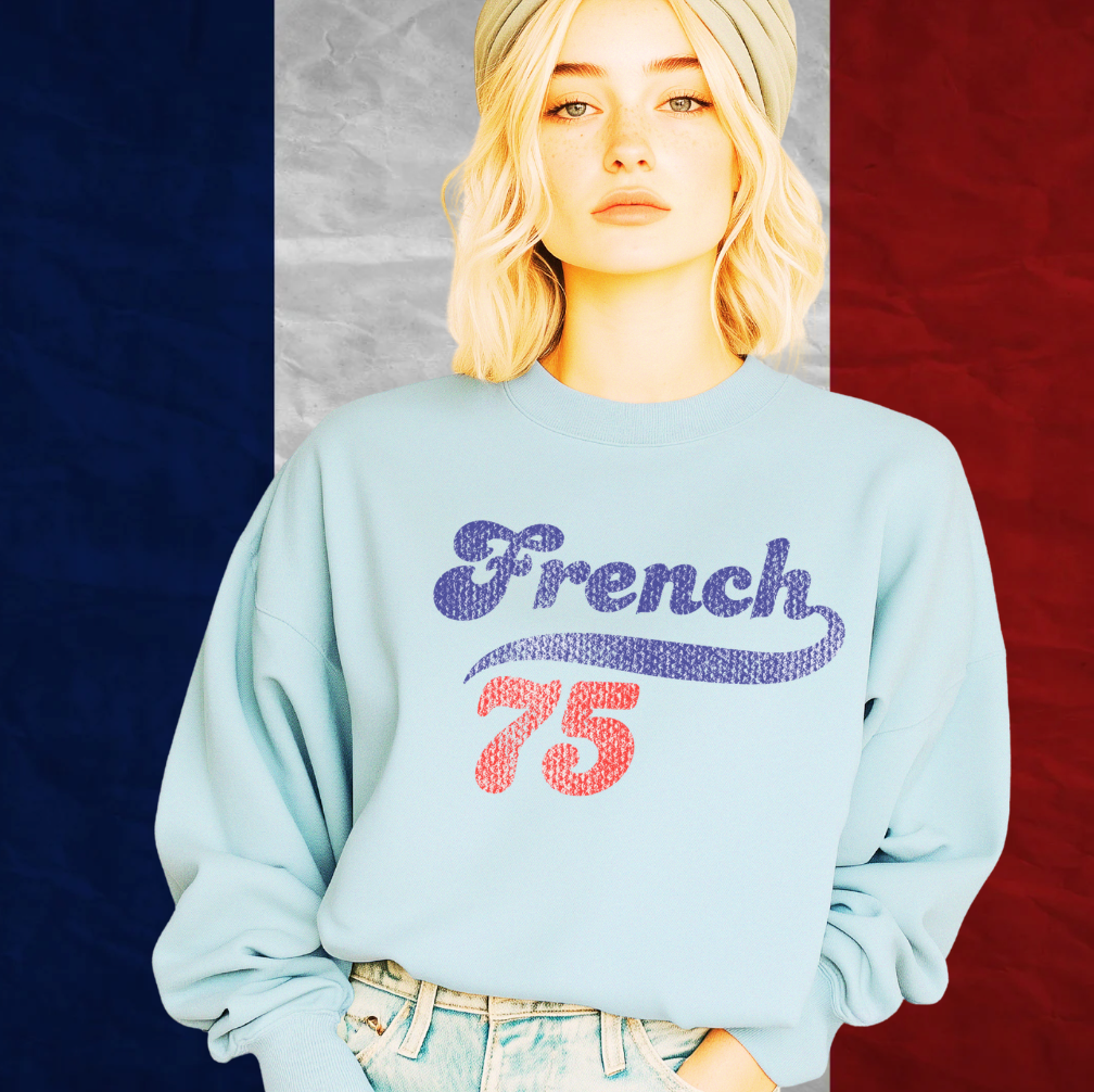 French 75 Retro Graphic - Lightweight Cotton Crewneck