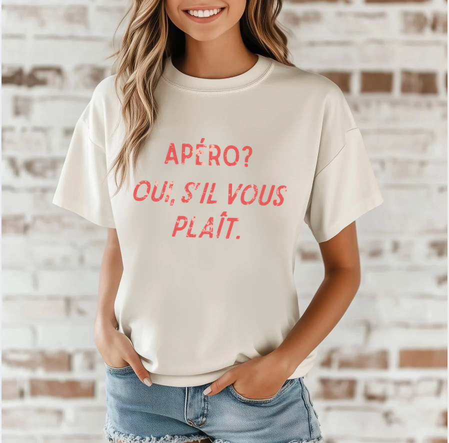Apéro? Oui, s'il vous plaît - Ivory Boxy Tee
