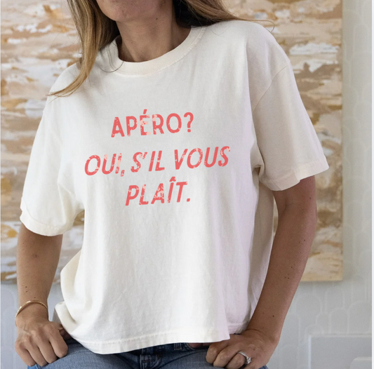 Apéro? Oui, s'il vous plaît - Ivory Boxy Tee