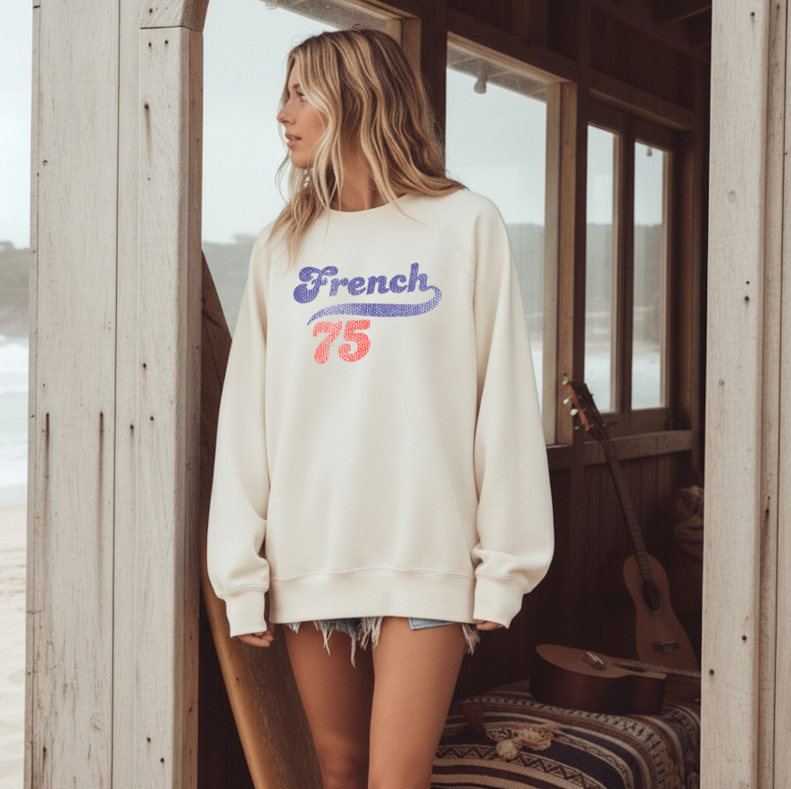 French 75 Retro Graphic - Lightweight Cotton Crewneck