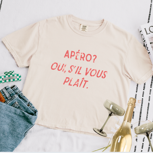 Apéro? Oui, s'il vous plaît - Ivory Boxy Tee