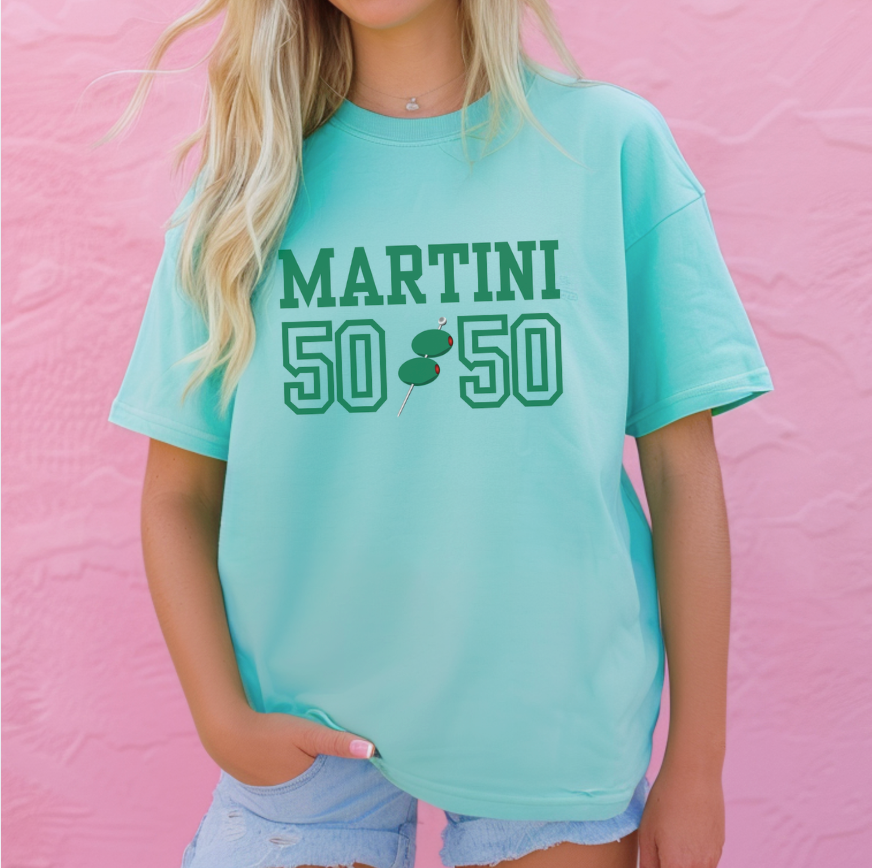 Martini 50/50 Women's Boxy Tee – Retro Cocktail Graphic Tee