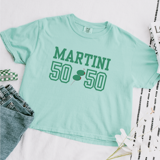 Martini 50/50 Women's Boxy Tee – Retro Cocktail Graphic Tee