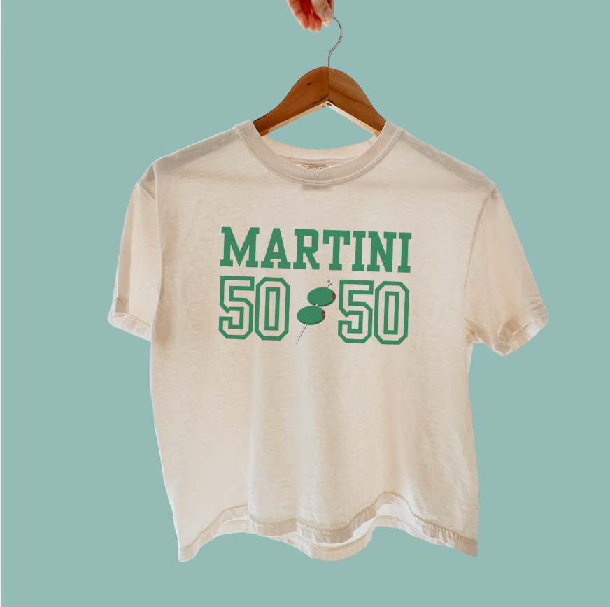 Martini 50/50 Women's Boxy Tee – Retro Cocktail Graphic Tee