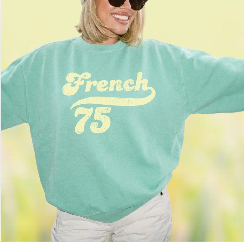 French 75 Retro Graphic - Lightweight Cotton Crewneck