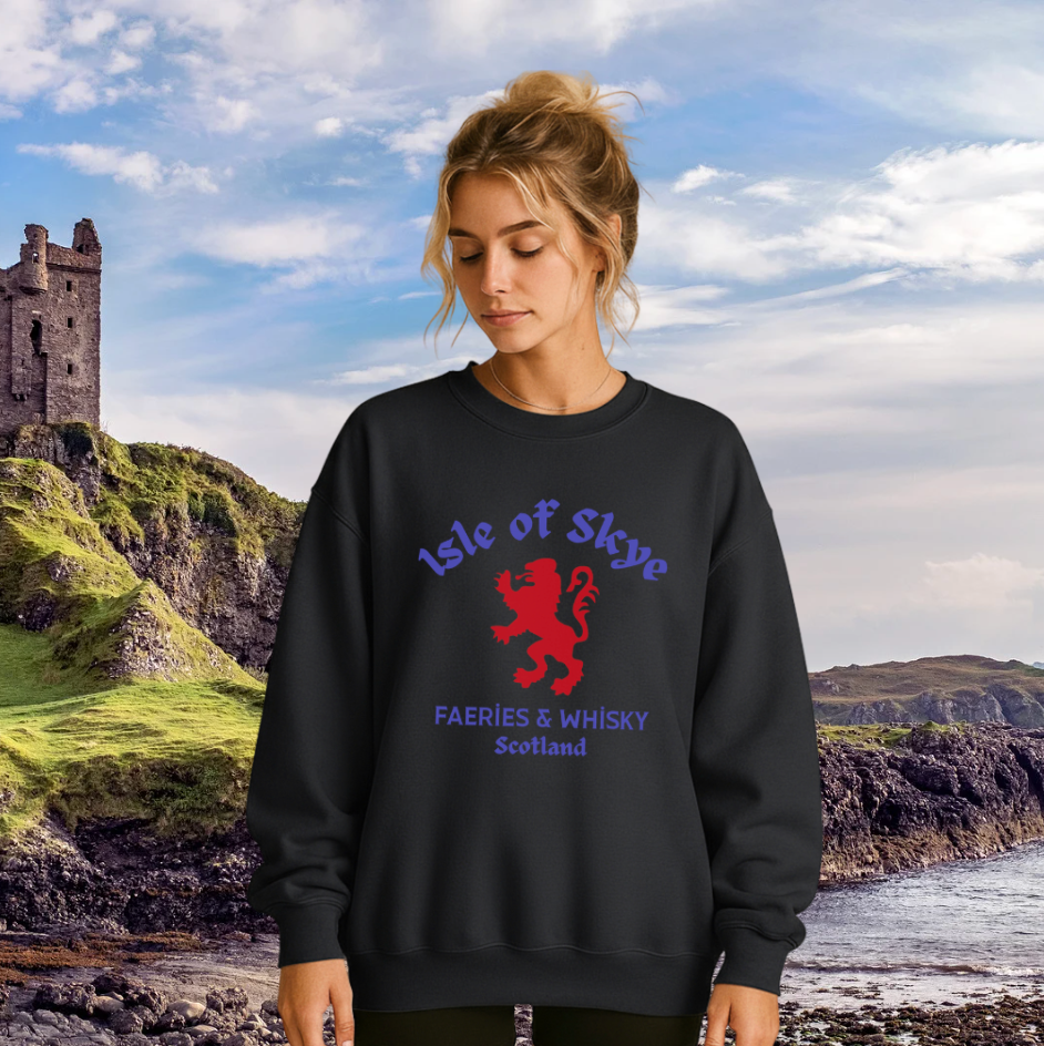 Isle of Skye Crewneck — Faeries & Whisky Scotland Graphic Sweatshirt
