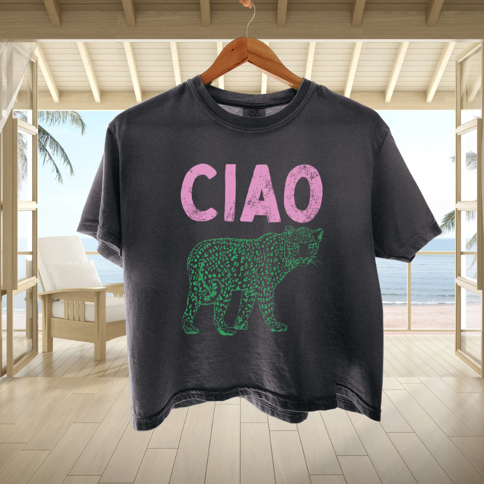 Ciao Leopard Boxy Crop Tee