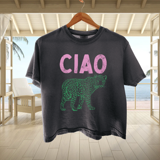 Ciao Leopard Boxy Crop Tee