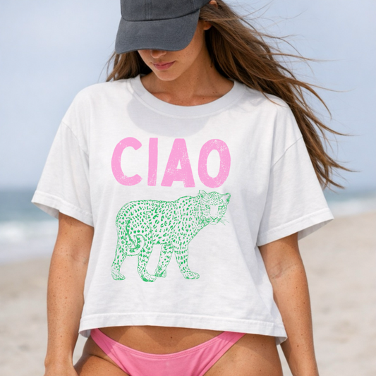 Ciao Leopard Boxy Crop Tee