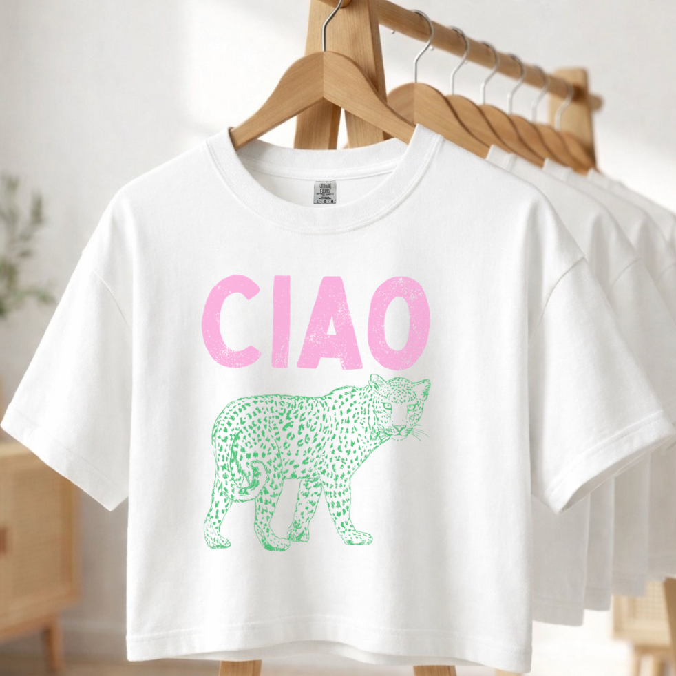 Ciao Leopard Boxy Crop Tee