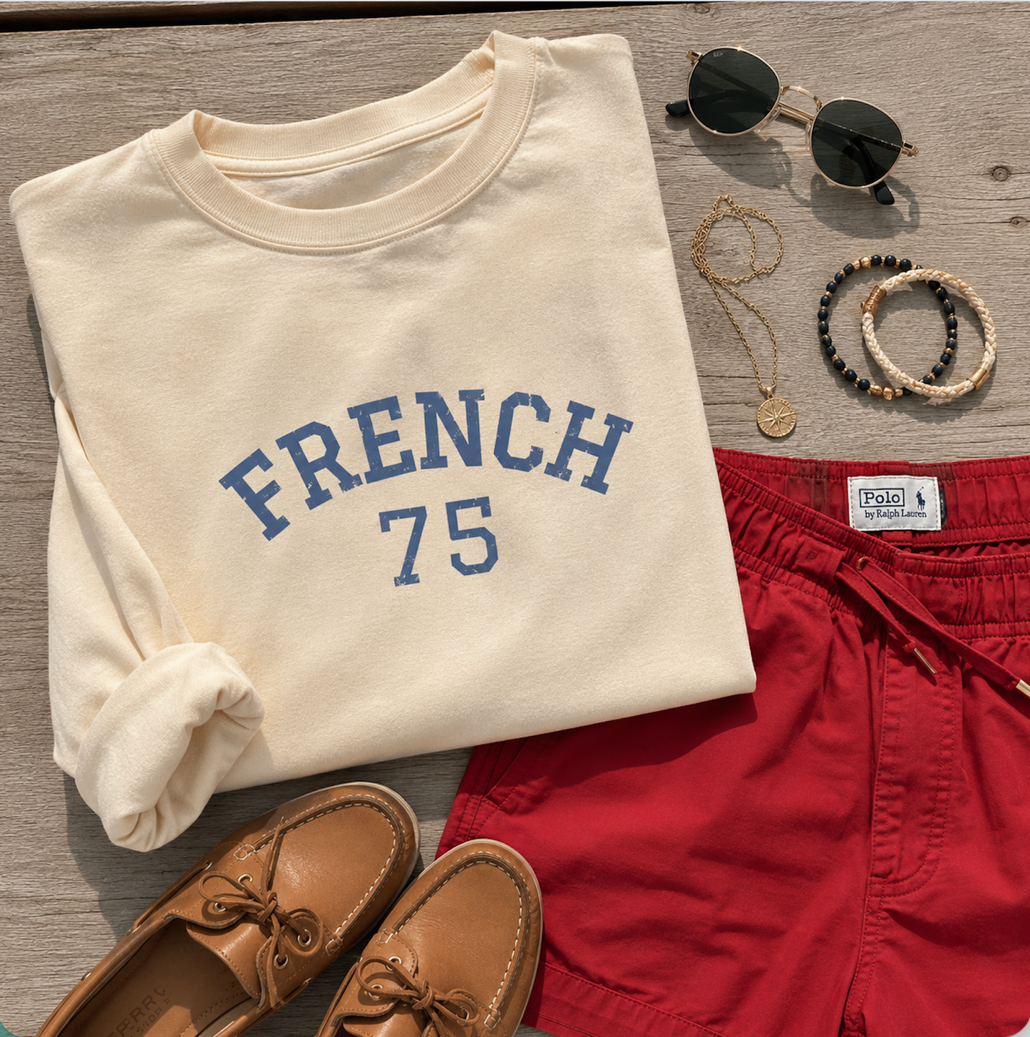 French 75 Long Sleeve Tee | Vintage Cocktail Club Graphic Shirt