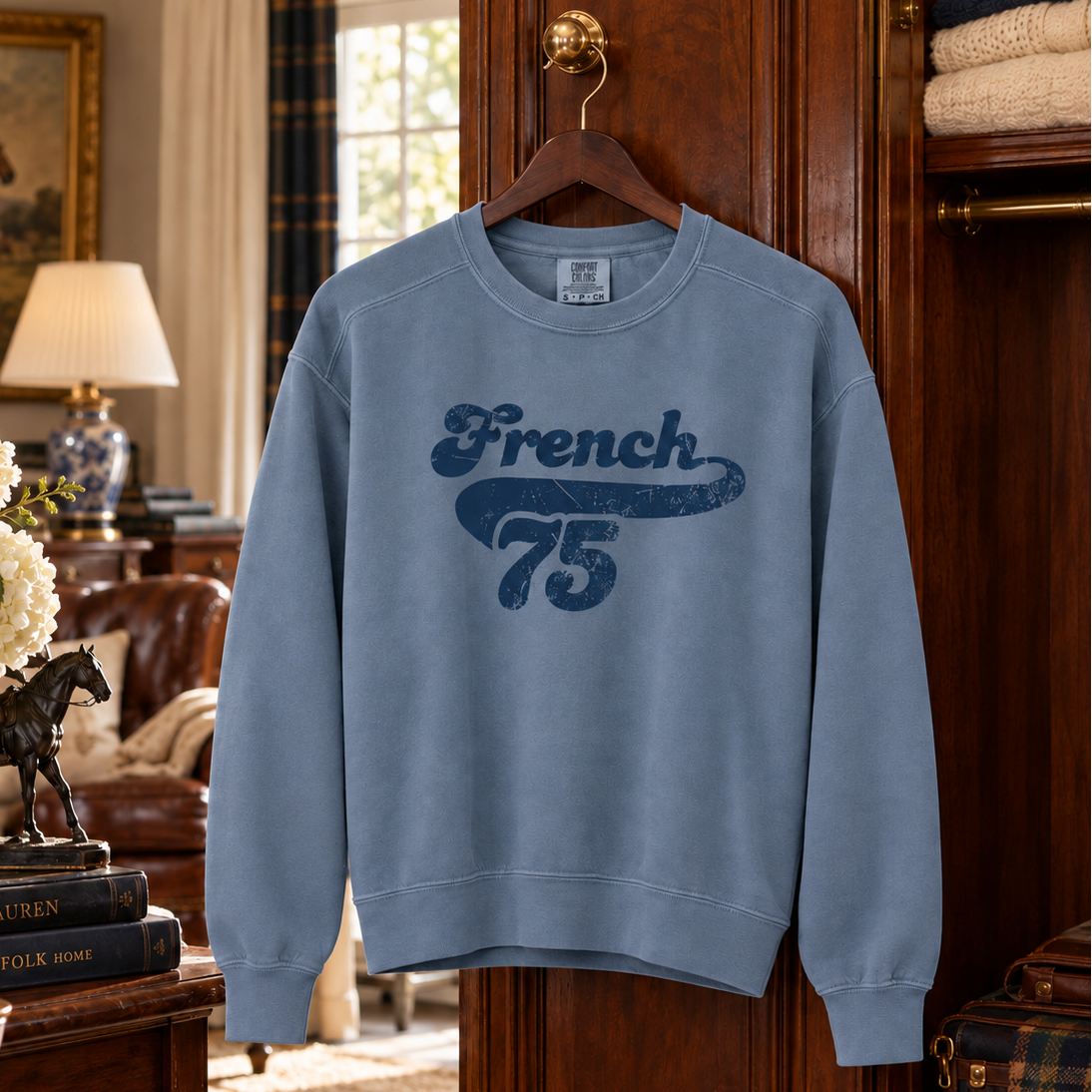 French 75 Vintage Cocktail Crewneck | Garment-Dyed Boxy Sweatshirt